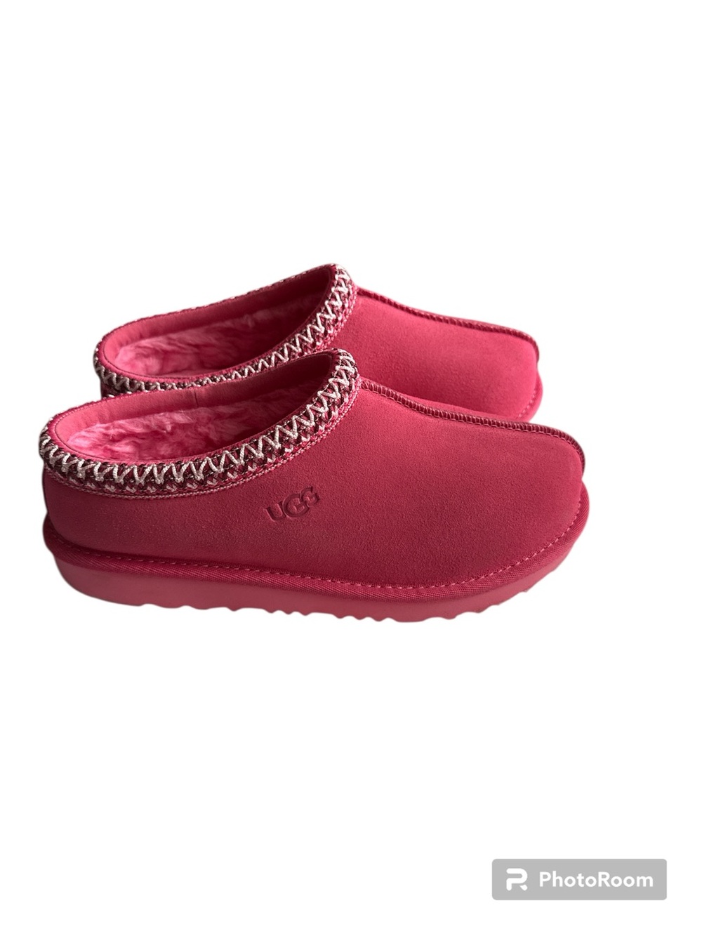 UGG Kids Tasman II Pink Slip-On Mule Slippers with Braided Trim- Size 3